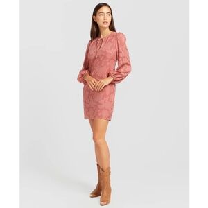 Belle & Bloom Kiss the Stars Puff Long Sleeve Mini Dress Floral Rose Womens XS